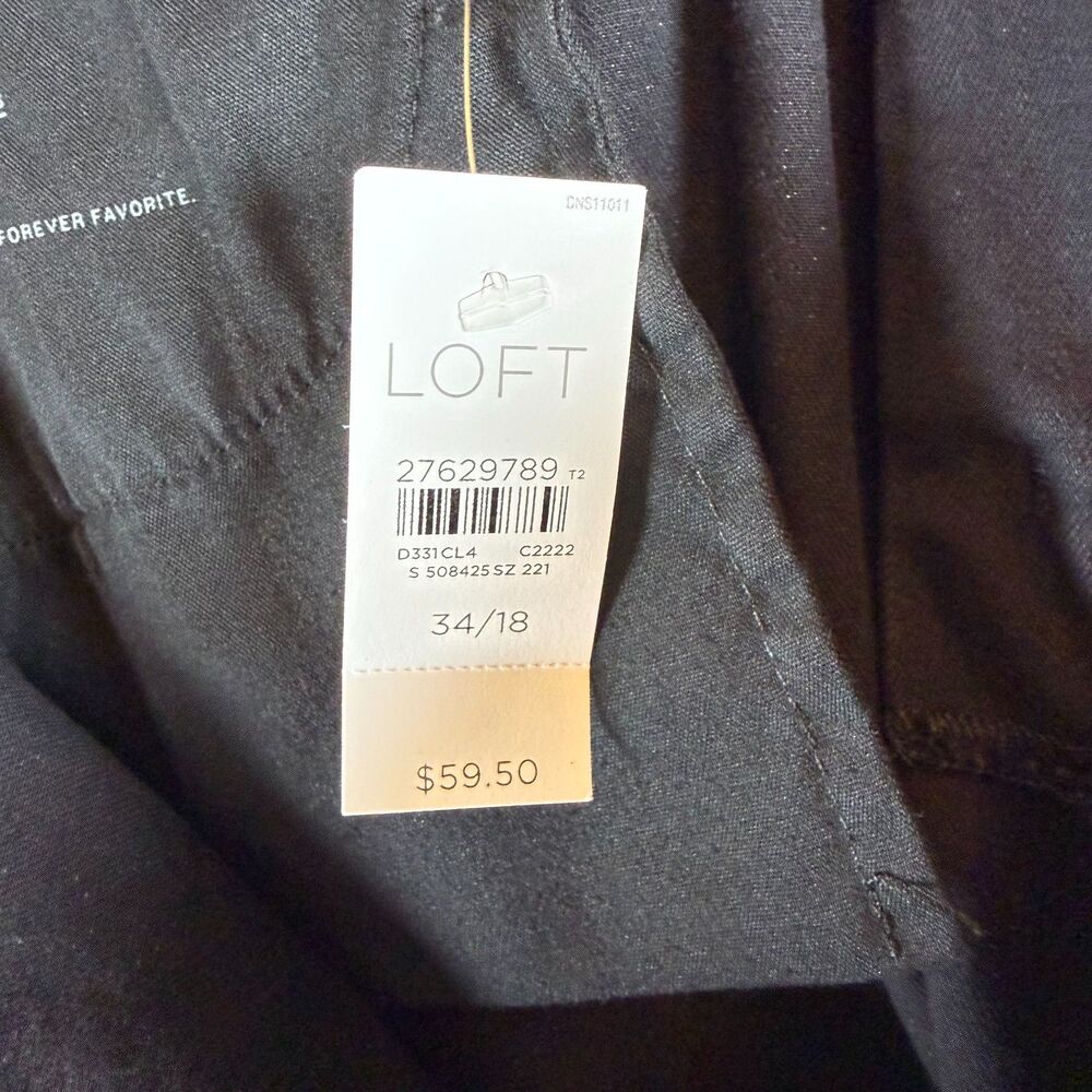 LOFT Black Denim Shorts with Tie Hem Detail Size 34/18 NWT - Picture 7 of 10